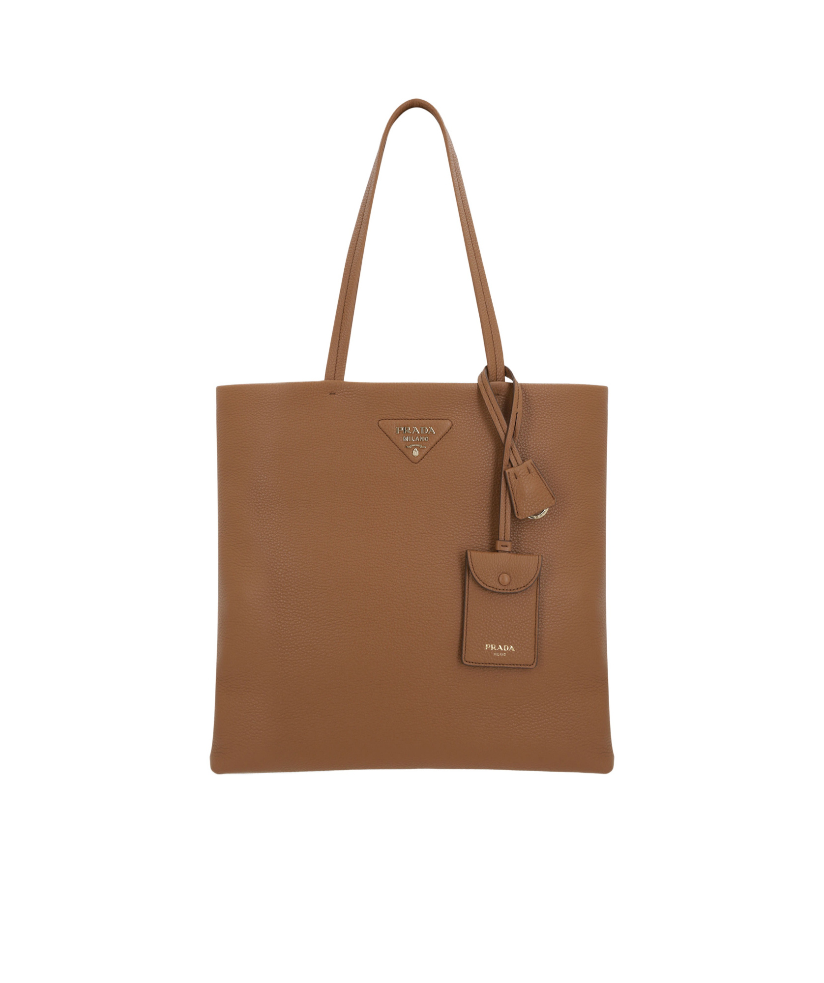 Prada Tote Bag Leather Double Handles In Brown