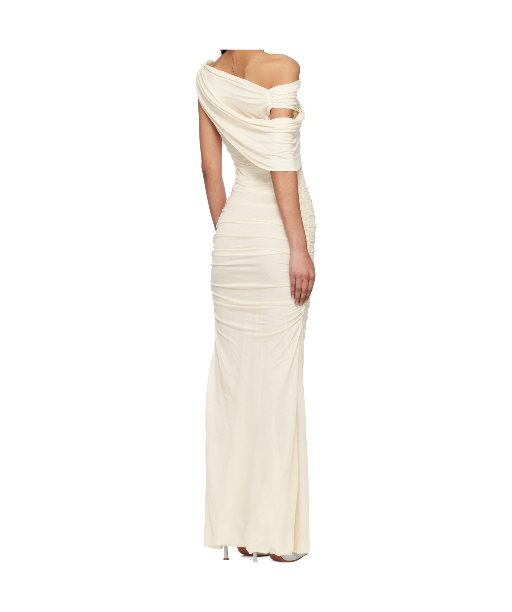 Blumarine Off-white One-shoulder Maxi Dress In White