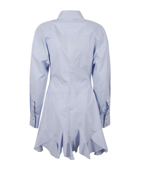 Stella Mccartney Ruffled Mini Shirt Dress In Blue