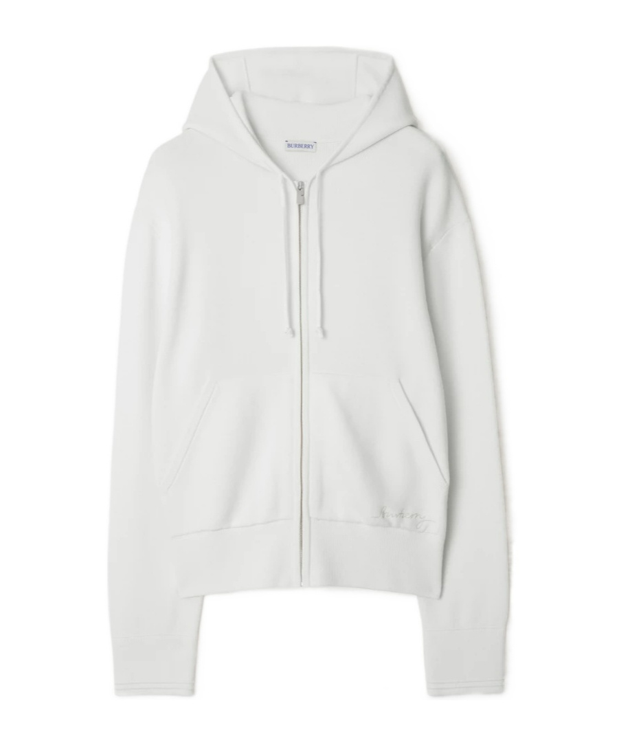 Burberry Wool-blended Zipper Sweatshirt In White