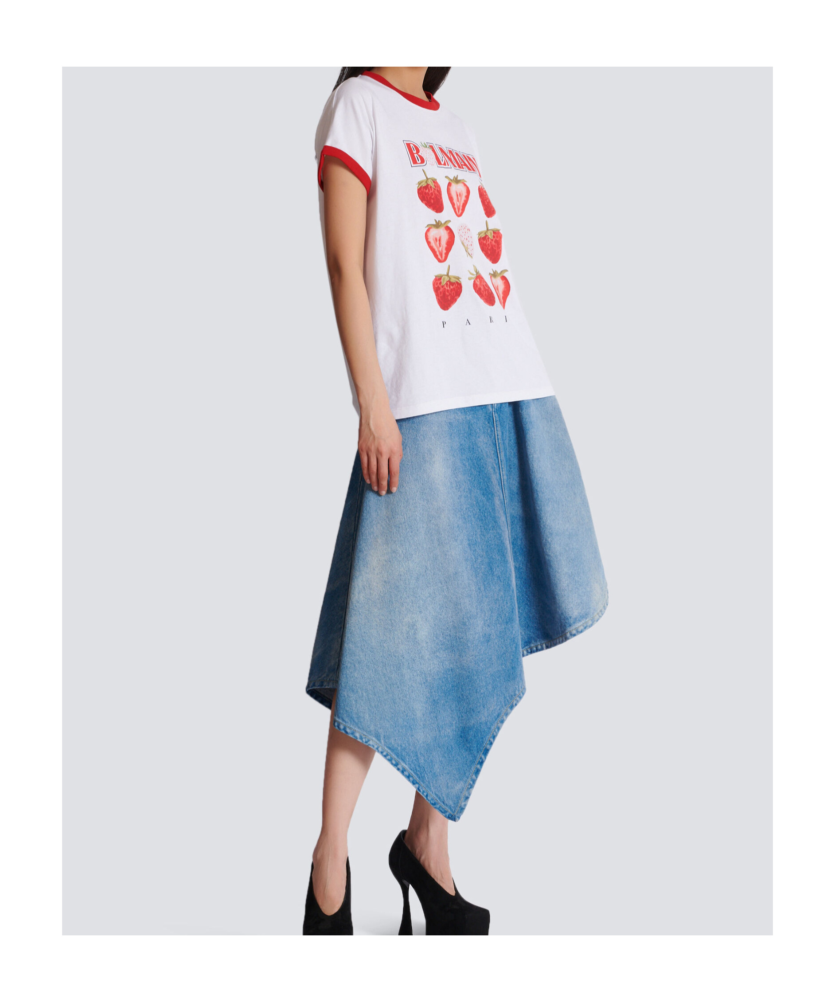 Balmain Maxi Monogram Graphic Print T-shirt In White