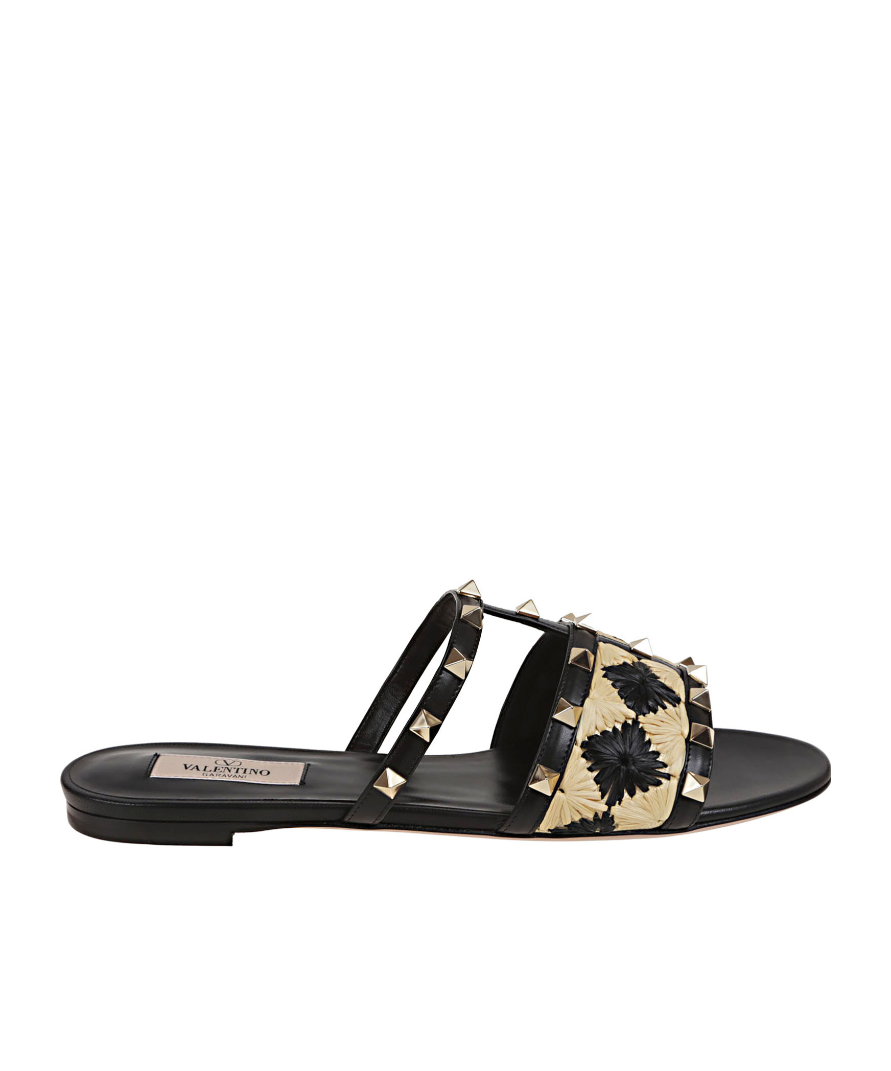 Valentino Garavani Women's Rockstud Slide In Black+natural+black