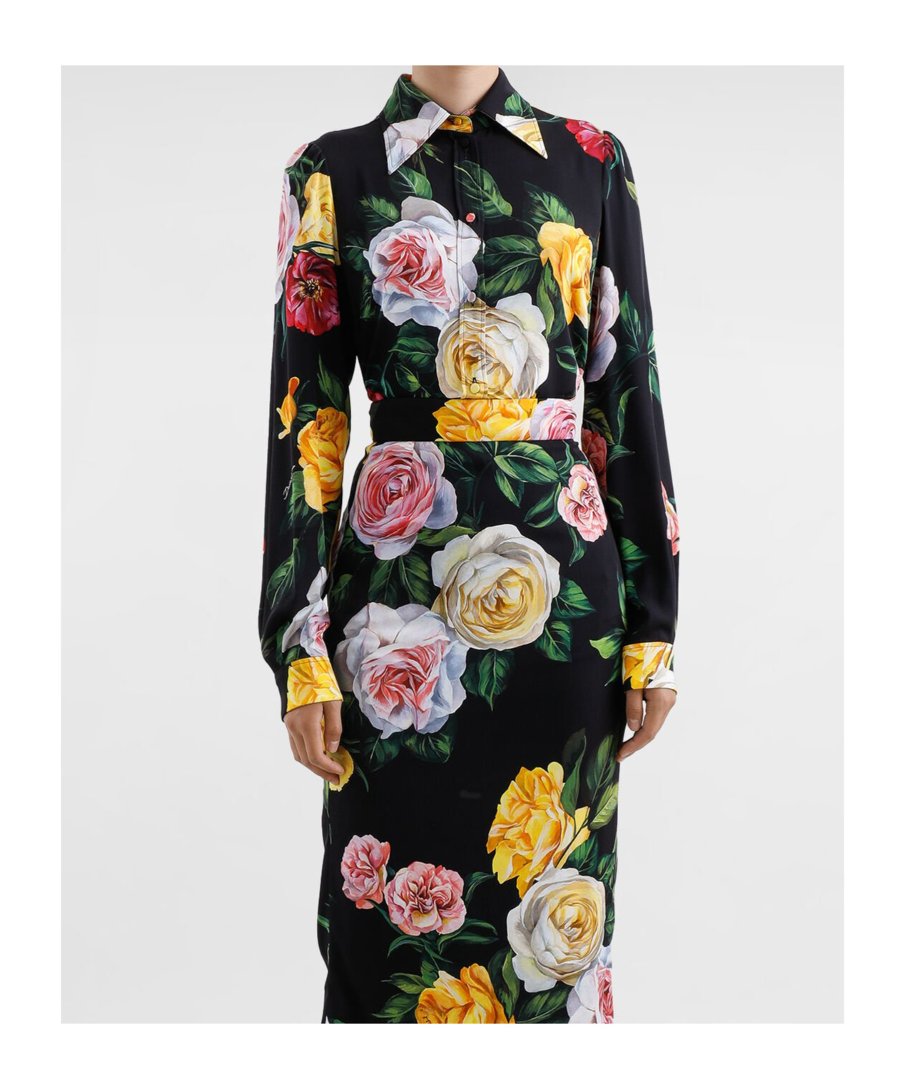 Dolce & Gabbana Rose-print Shirt In Black