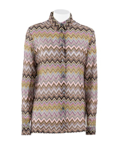 Missoni Chevron Pattern Blouse In Cotton And Viscose Blend In Nude