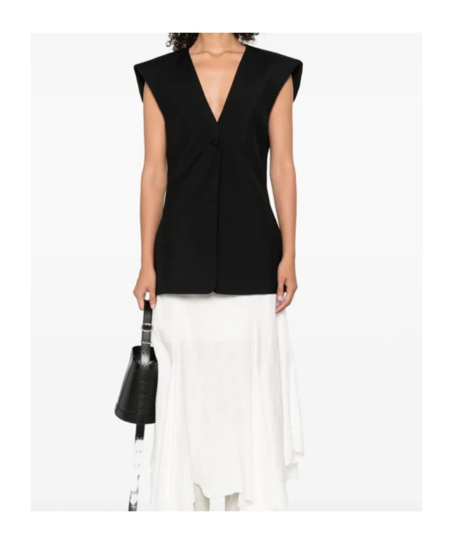 Rohe Sleeveless Blouse In Black Virgin Wool Blend In Black