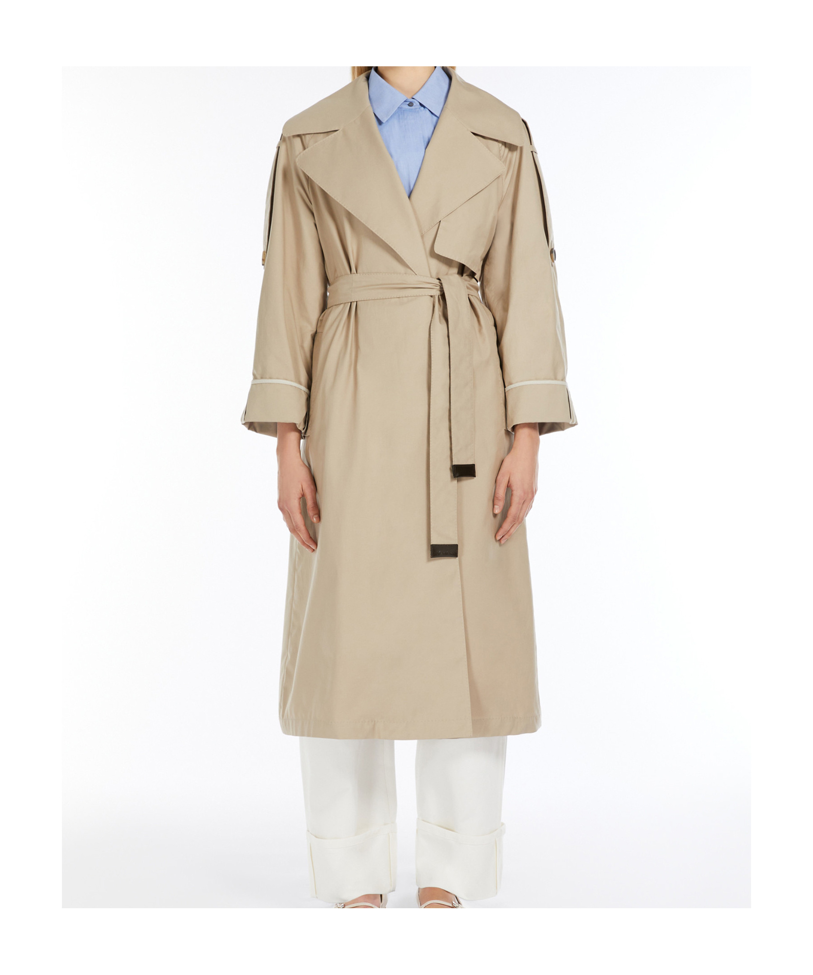 Max Mara Lapel Long-sleeved Coat In Nude