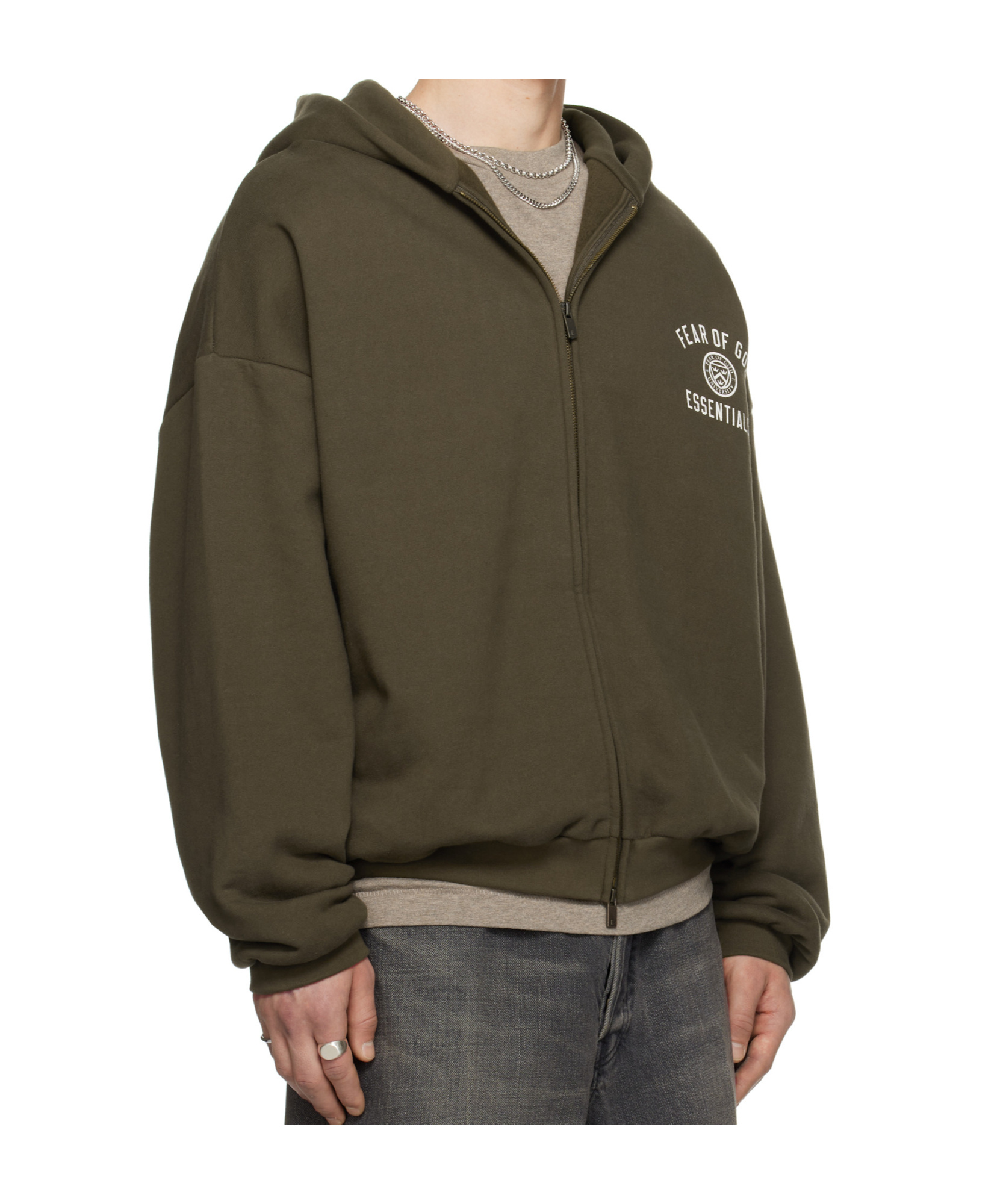 Essentials Heavy Fleece Full-zip Hoodie In Brown