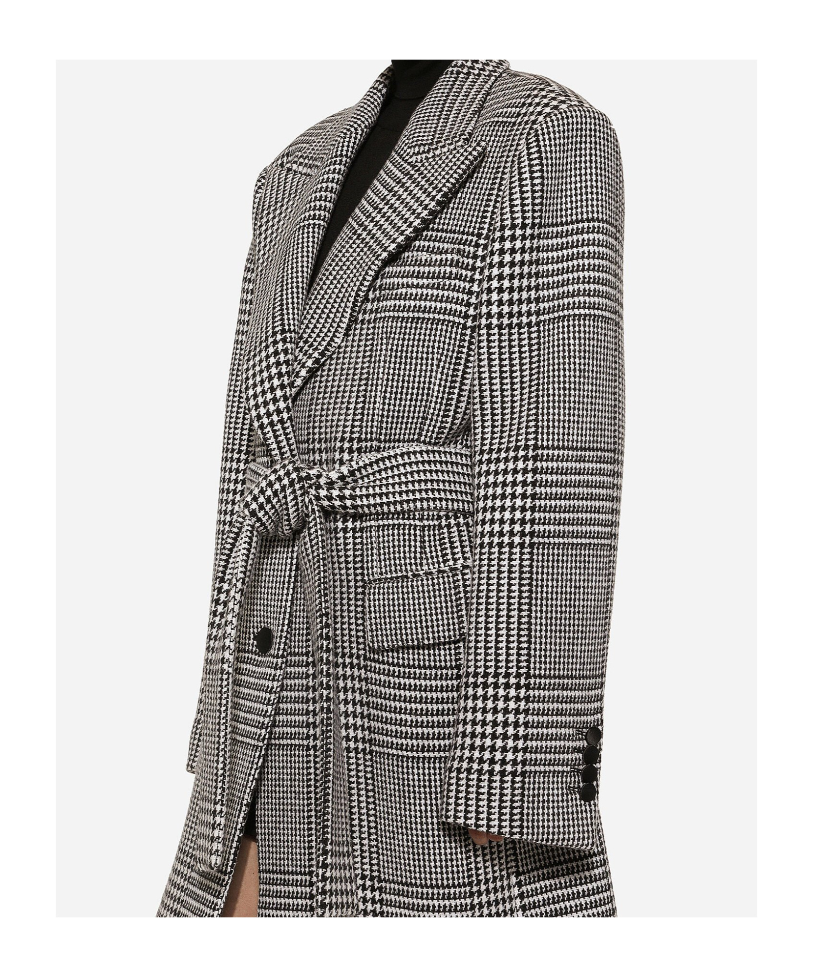 Dolce & Gabbana Check-pattern Coat In Black