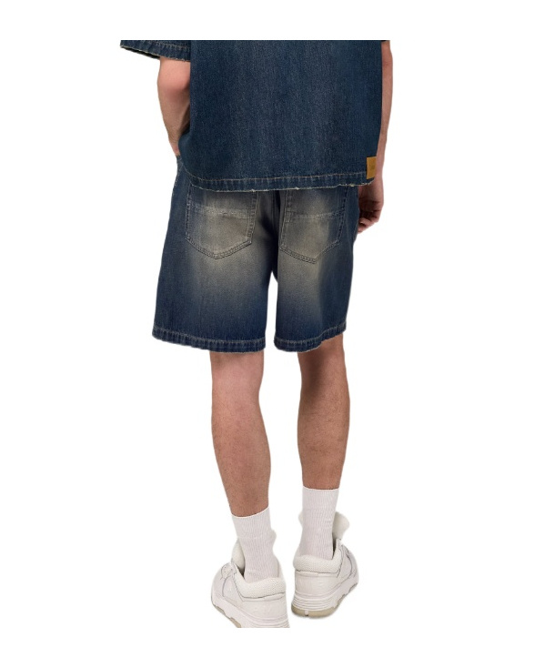 Amiri Drawstring Denim Shorts In Blue