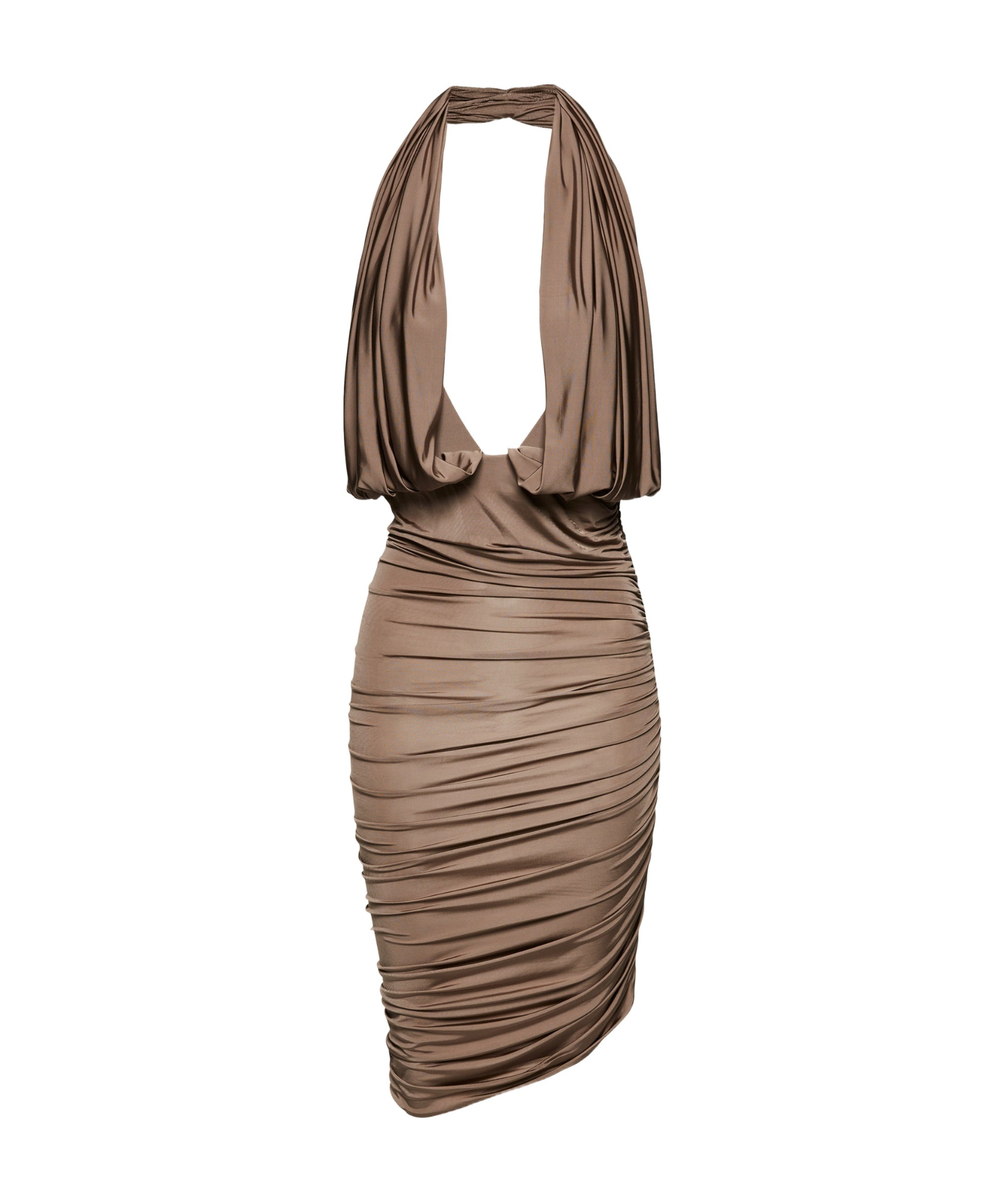 Magda Butrym Plunge-halterneck Jersey Midi Dress In Brown