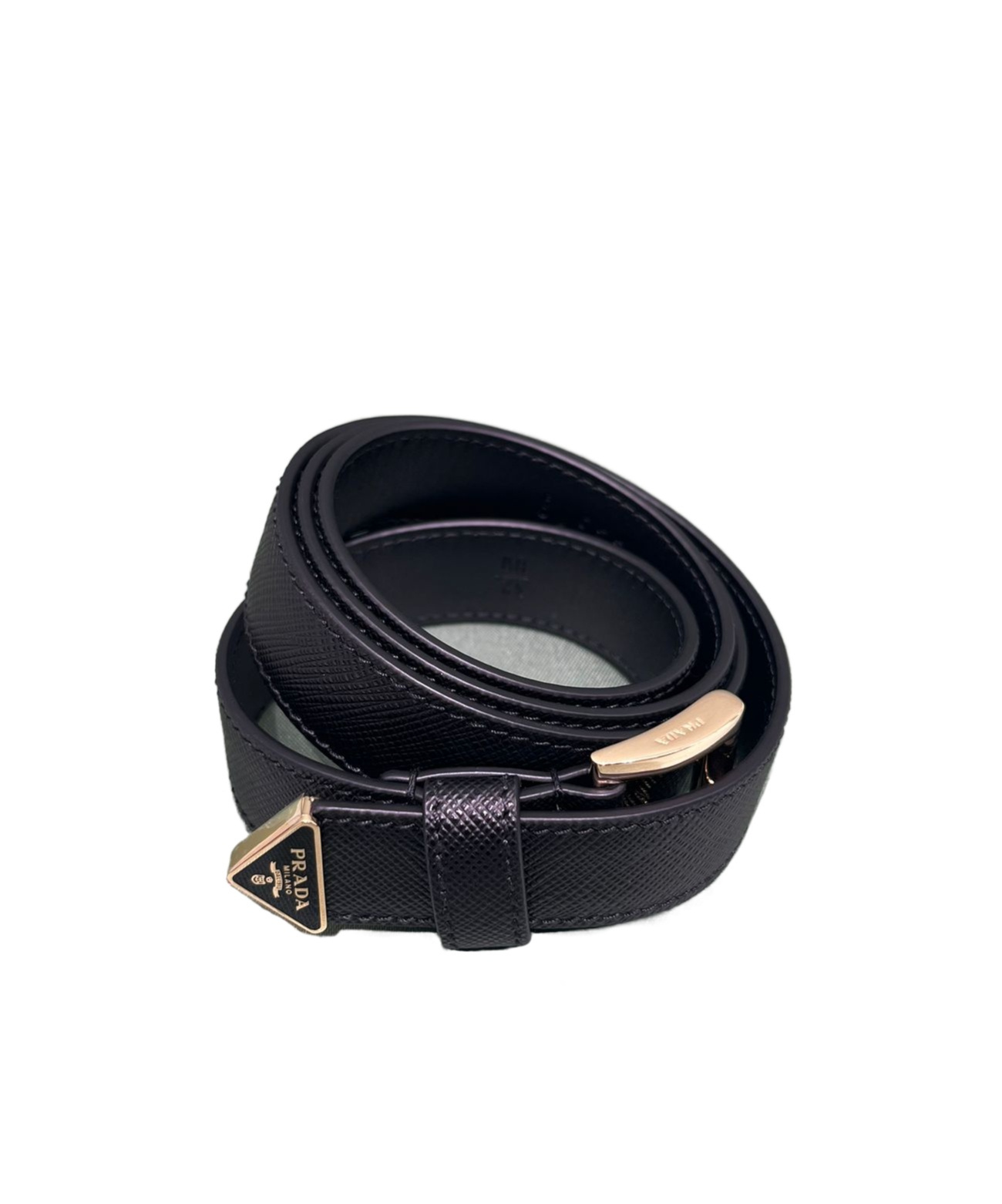 Prada Saffiano-leather Belt In Black
