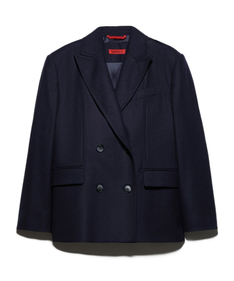 Maxco. Oversized Double-breasted Suit Jacket In Blue