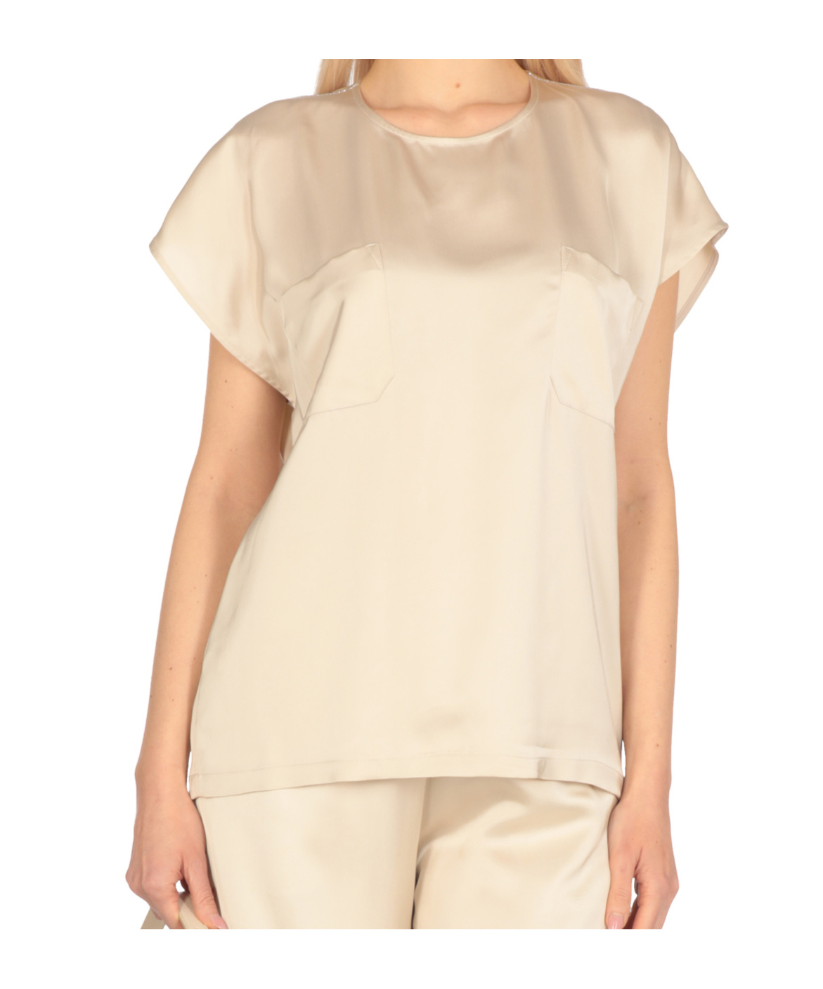 Fabiana Filippi Viscose Top With Round Neck And Button In White