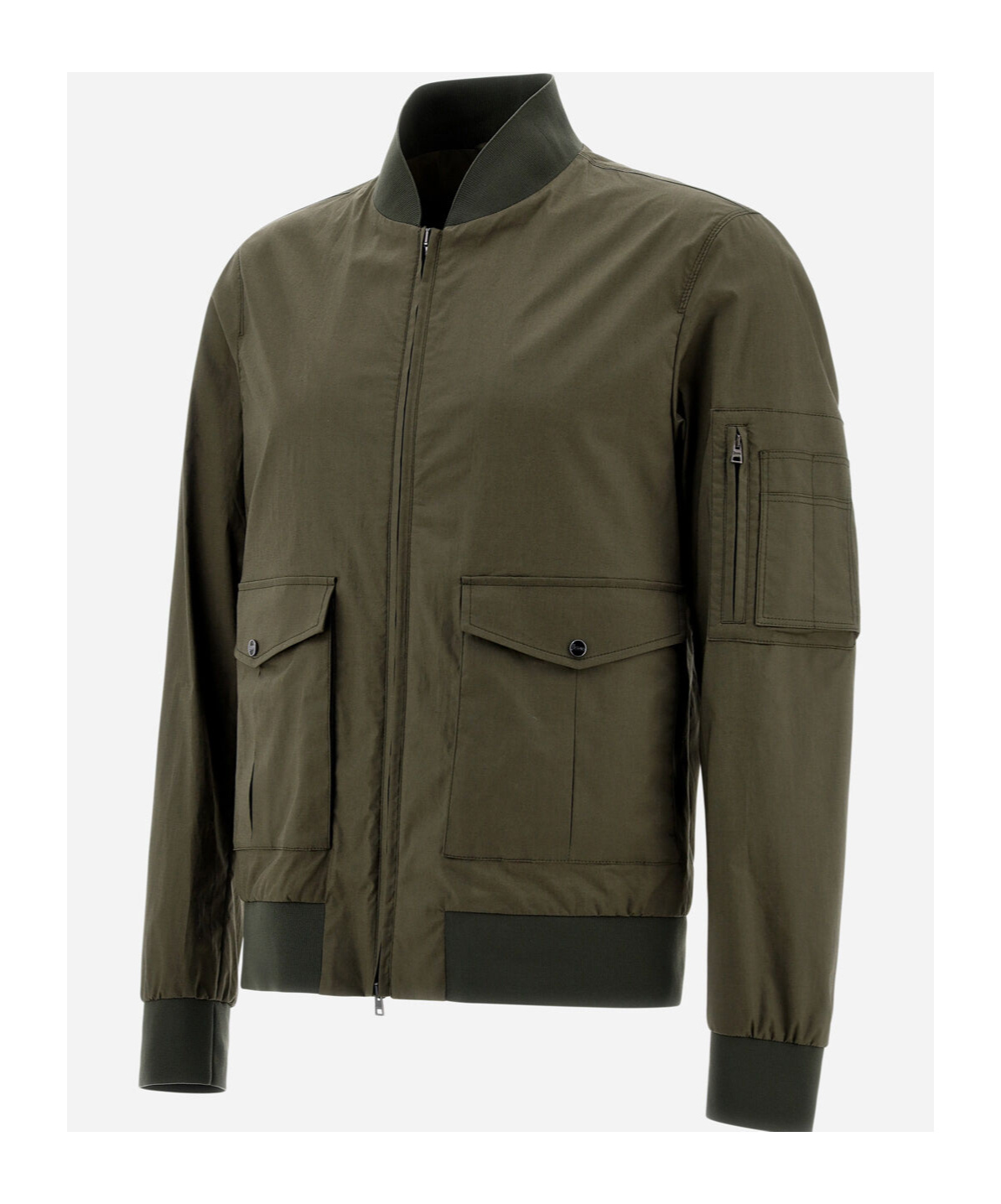 Herno Bomber Jacket In Light Cotton Stretch In Brown