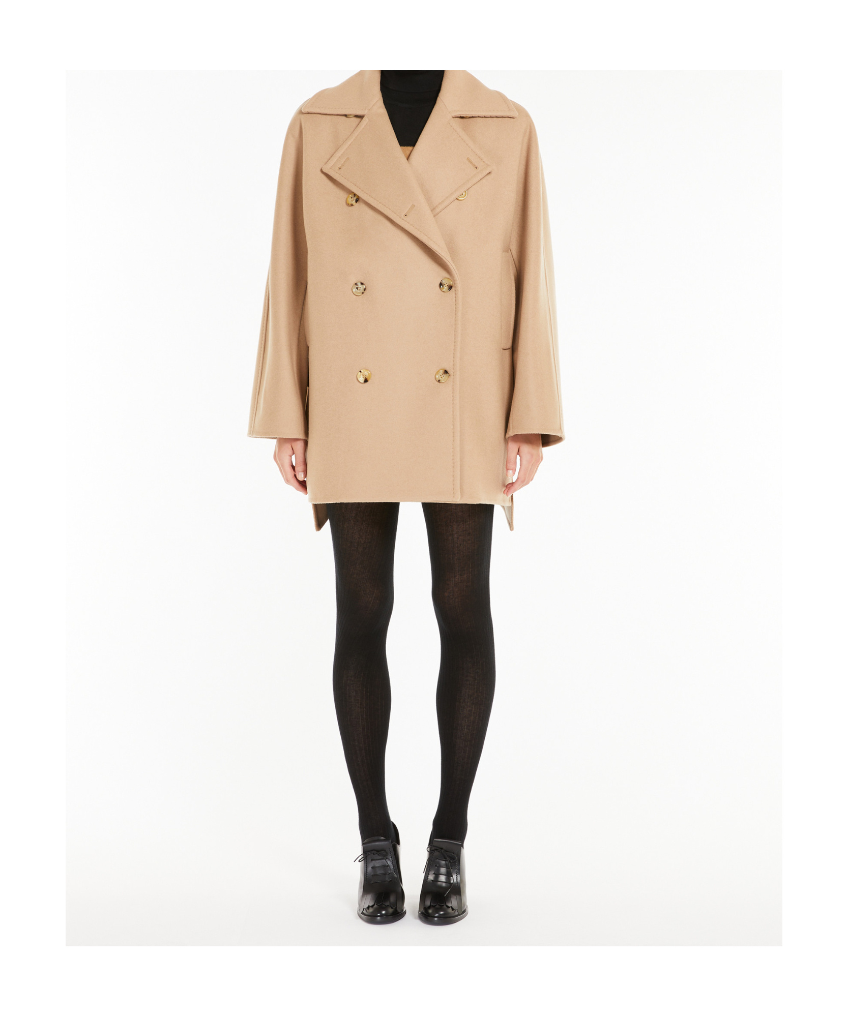 Max Mara Short Double-breasted Coat In Nude