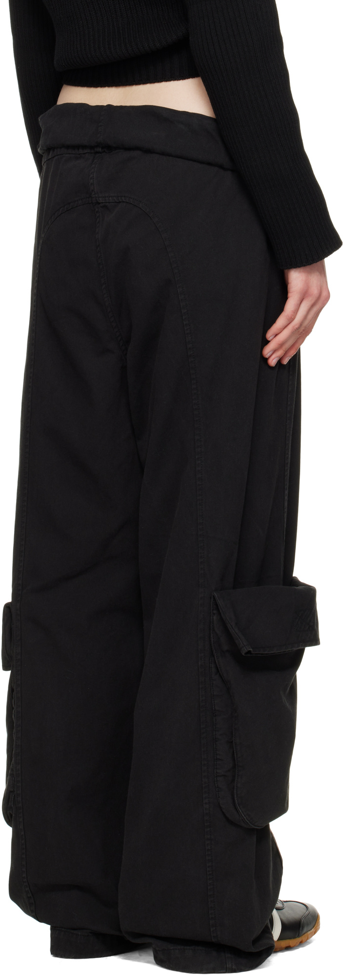 Open Yy Washed Rolled Overalls In Black