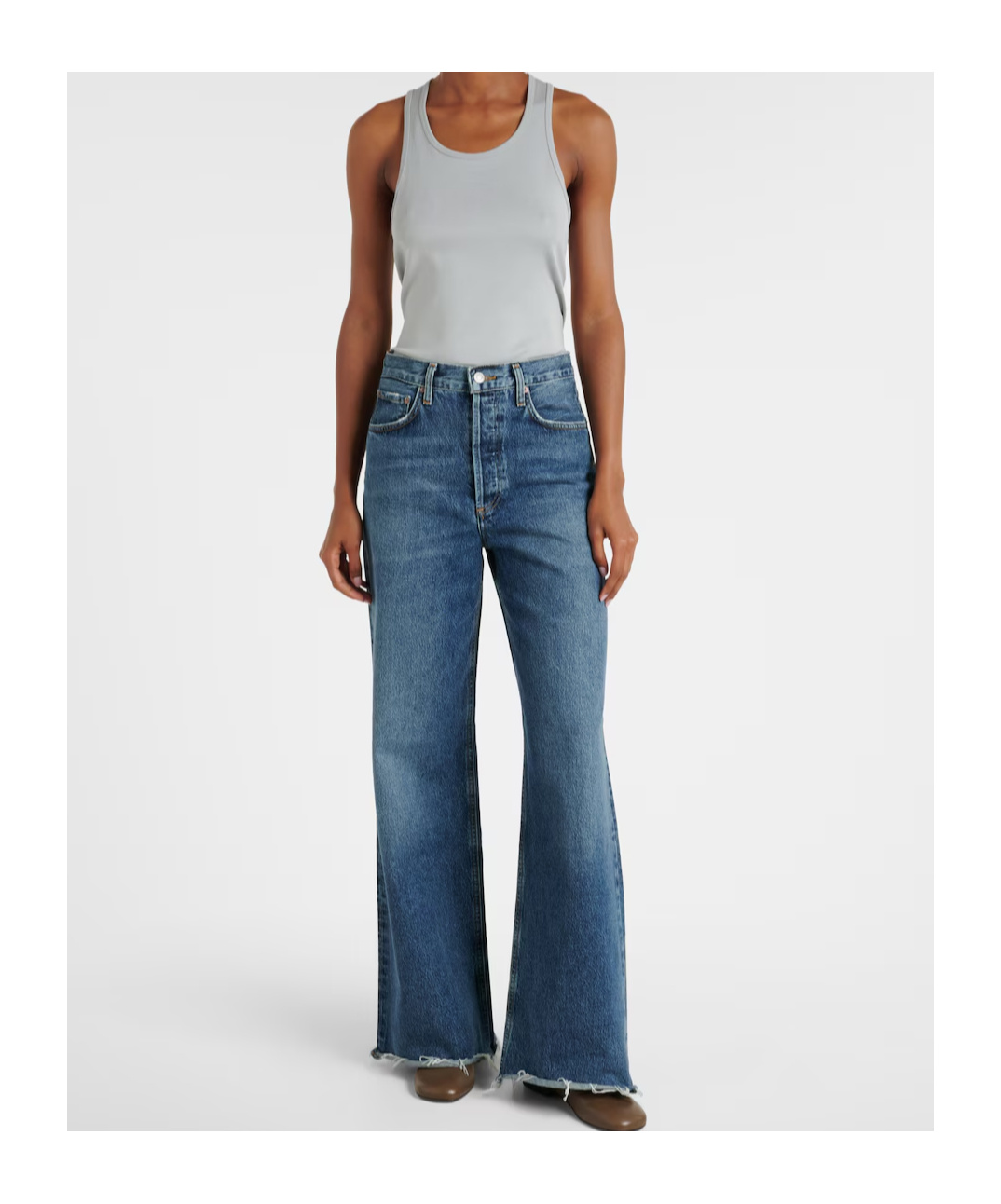 Agolde Dame High-rise Wide-leg Denim Trousers In Metallic