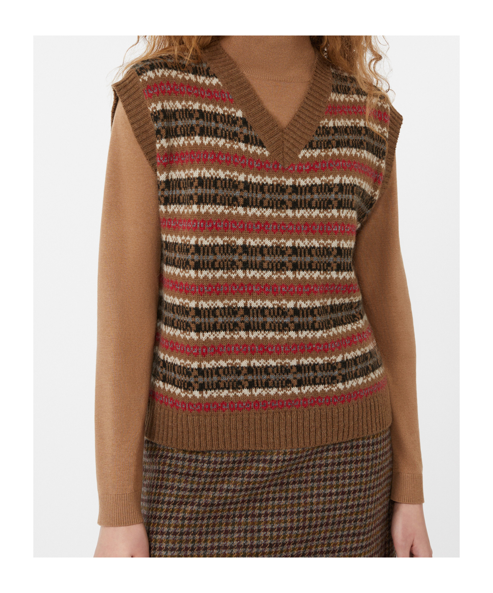Weekend Max Mara Wool And Alpaca Jacquard Gilet In Brown
