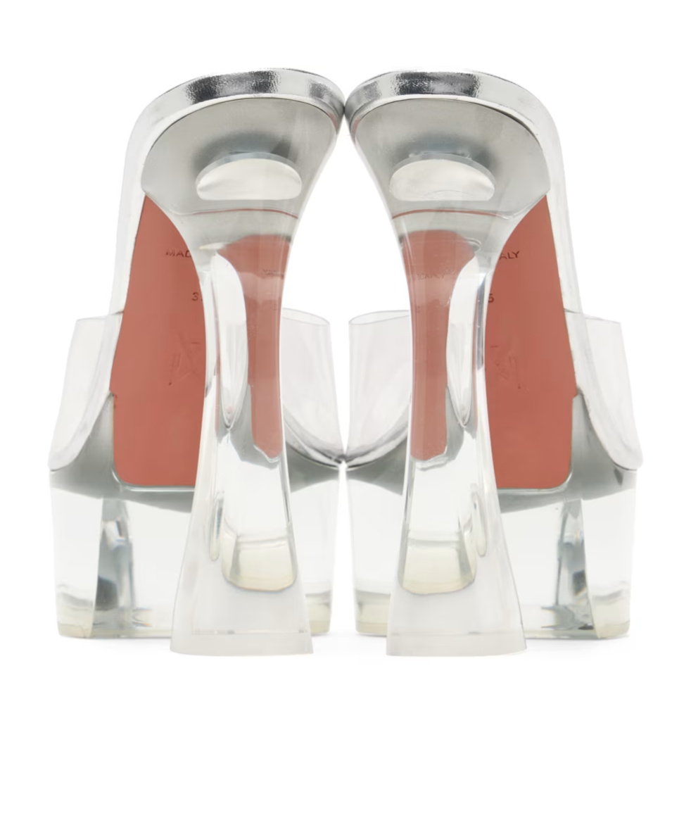 Amina Muaddi Clear Dalida Glass 140 Sandals In White