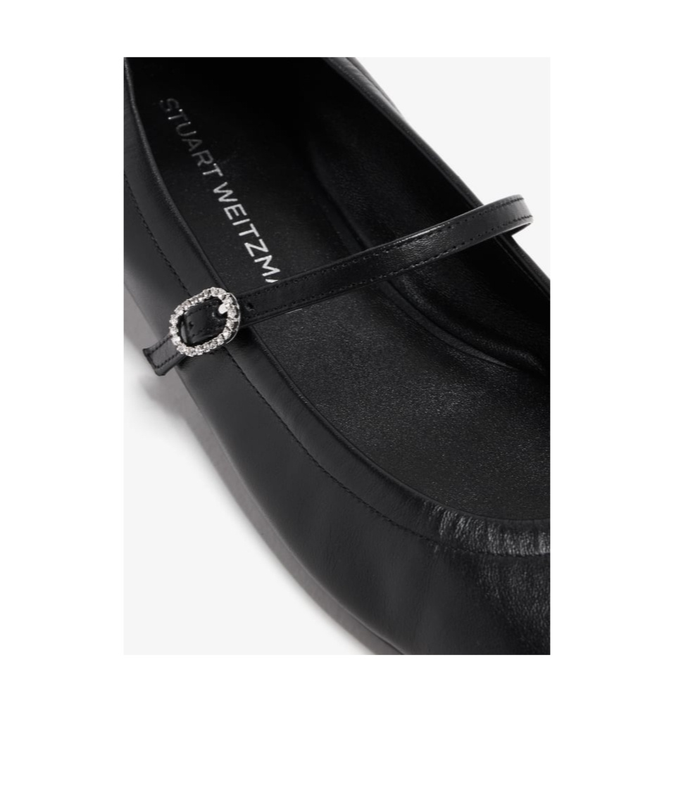 Stuart Weitzman Claris Leather Mary Jane Ballet Flats In Black