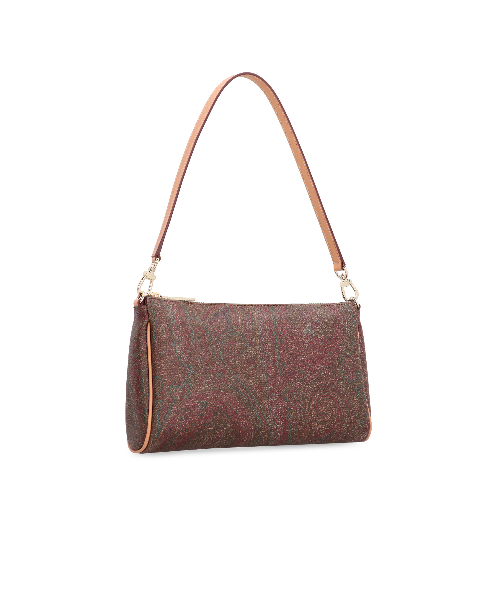 Etro Mini Paisley Contrast-trim Clutch Bag In Brown