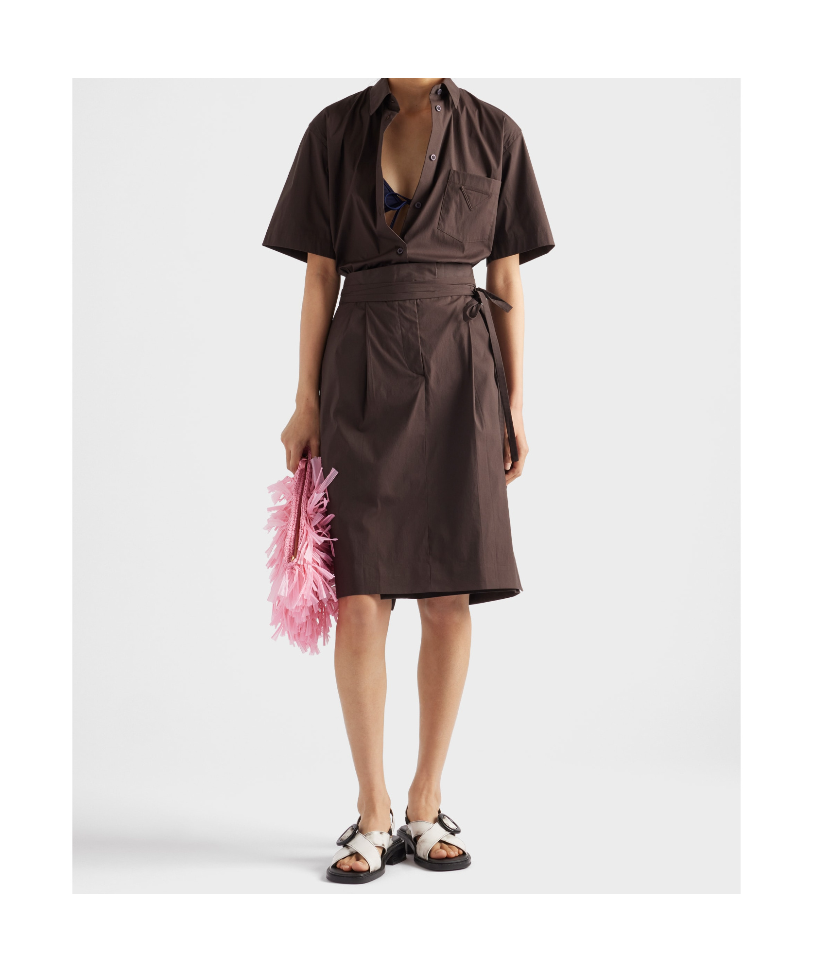 Shop Prada Short-sleeved Stretch Poplin Shirt