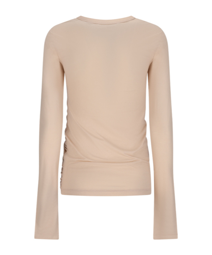 Haikure Long Sleeve Pleated T-shirt In Brown