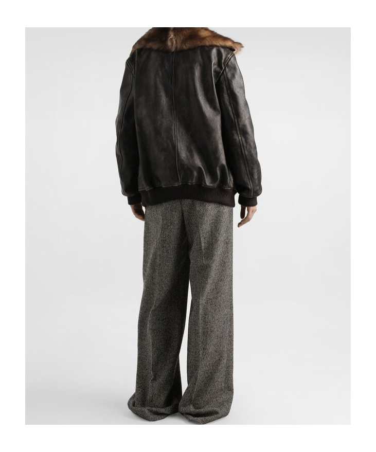 Dolce & Gabbana Wool Blend Trousers With Dotted Print In Black