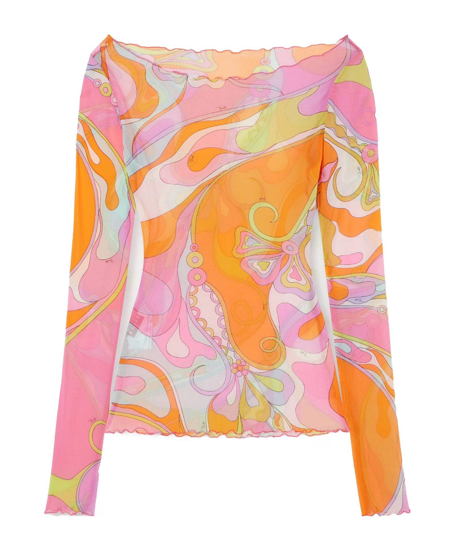 Pucci Printed Tulle Blouse In Pink