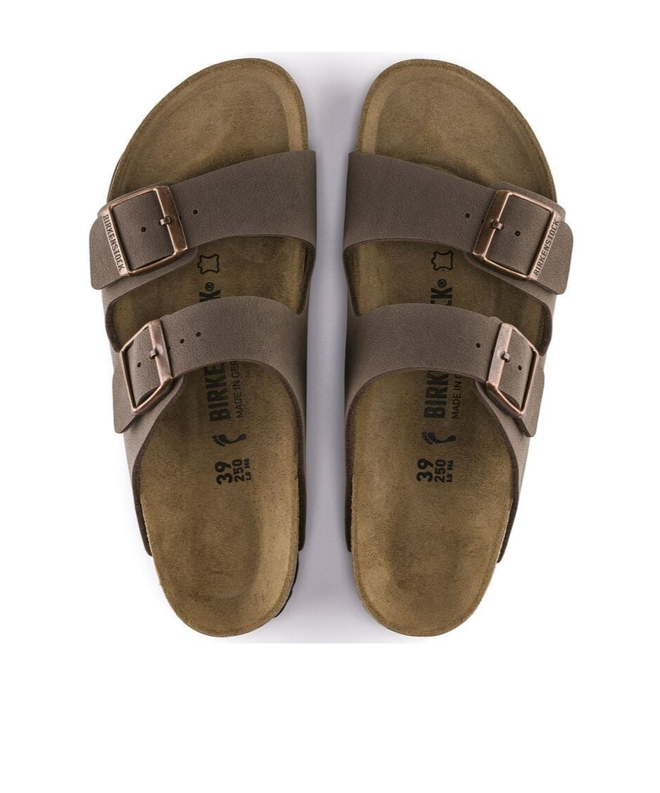 Birkenstock Arizona Birko-flor Nubuck Mocha Slipper - Size S In Black