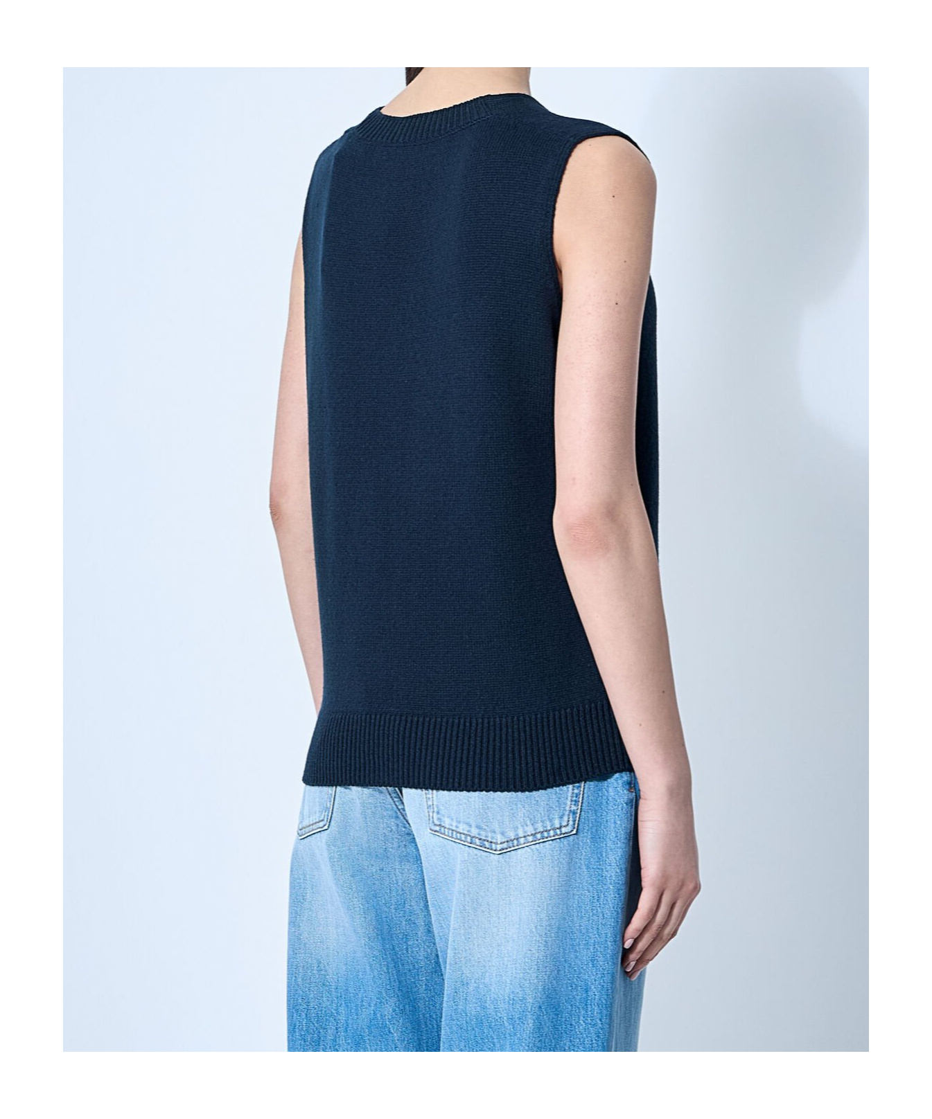 The Row V-neck Knitted Vest In Navy Blue