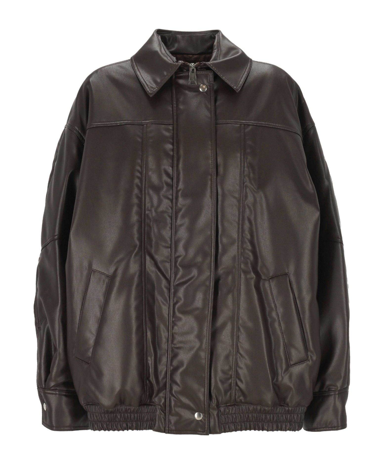 Aniye By Zippered Long-sleeved Leather Jacket In Brown