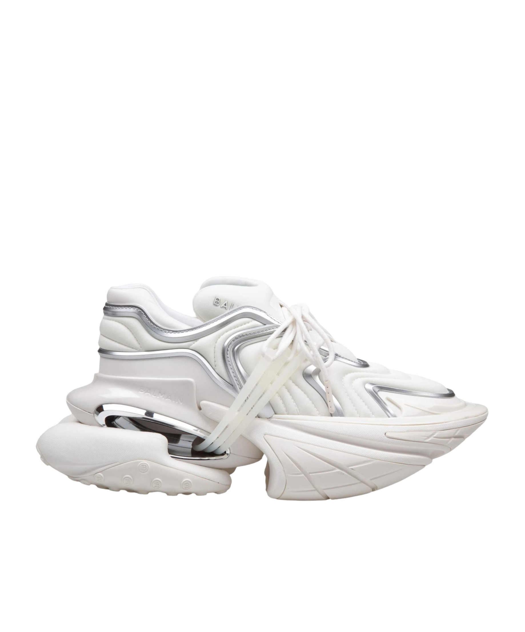 Shop Balmain Unicorn Wave Trainers In Neoprene And Calfskin In White