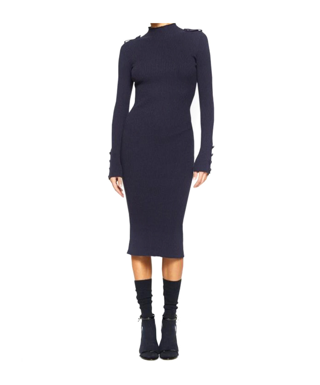 Dondup Ribbed Midi Dress In Blue