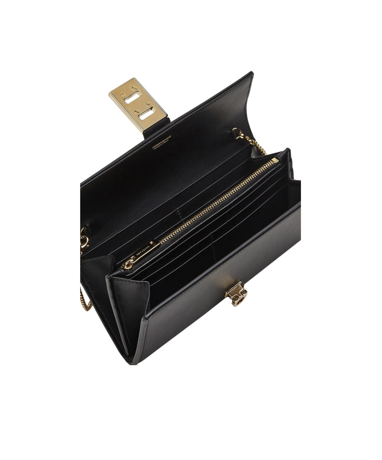 Ferragamo Salvatore Hug Chain-linked Wallet In Black