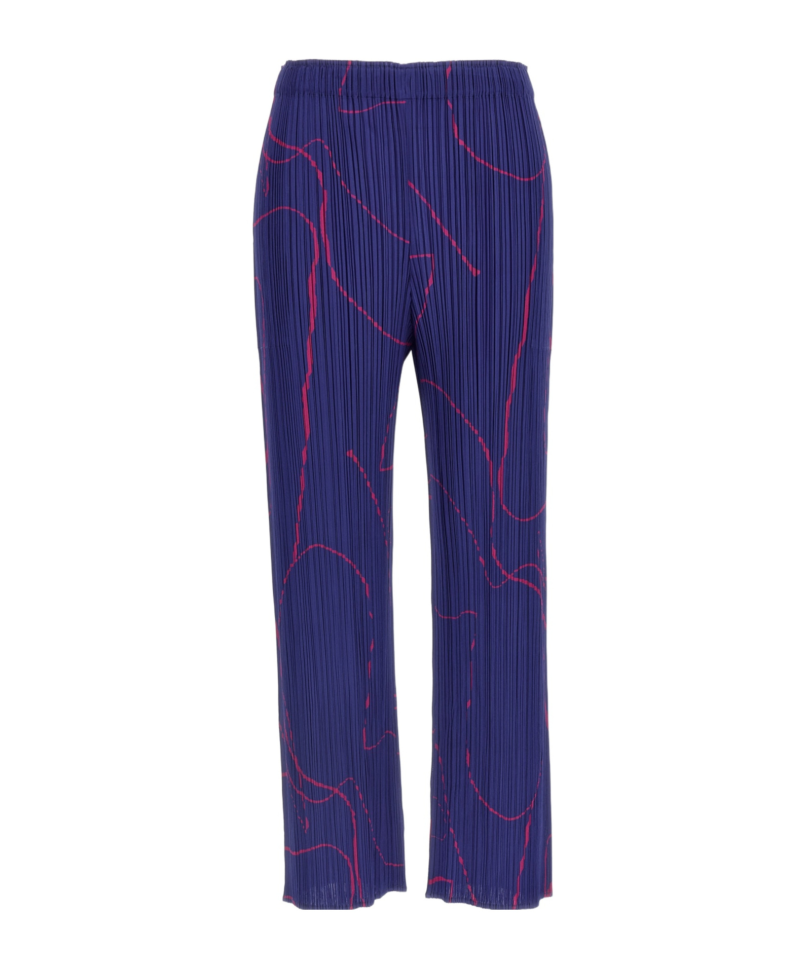 Issey Miyake Abstract Pattern Trousers Elastic Waistband In Blue