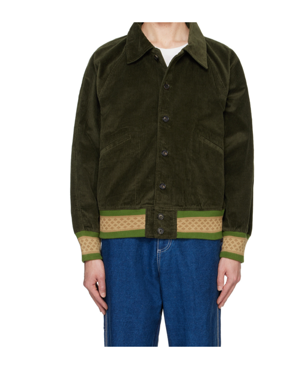 Bode Mens Green Multi Peerie Banbury Corduroy-texture Regular-fit Cotton Jacket In Green