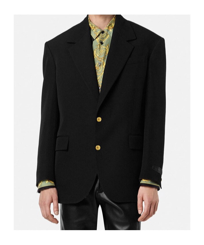 Versace Tailored Single Breasted Blazer With Notched Lapels In Black