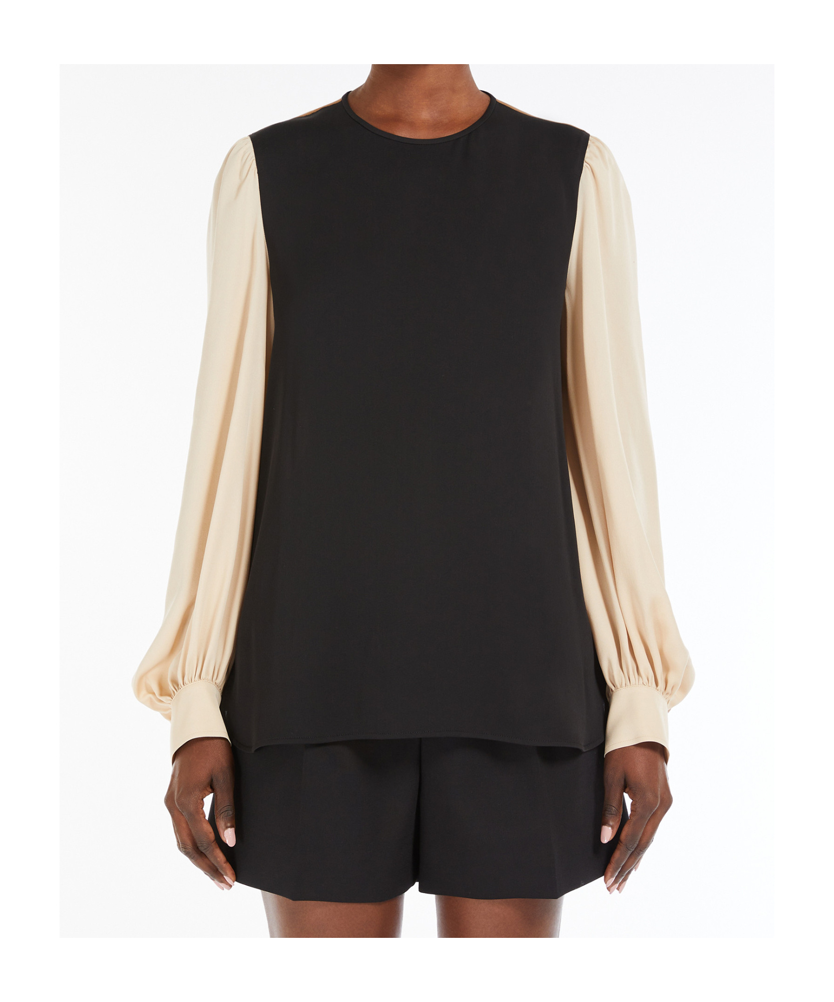 Max Mara Womens Black Cerea Round-neck Silk Blouse In Black