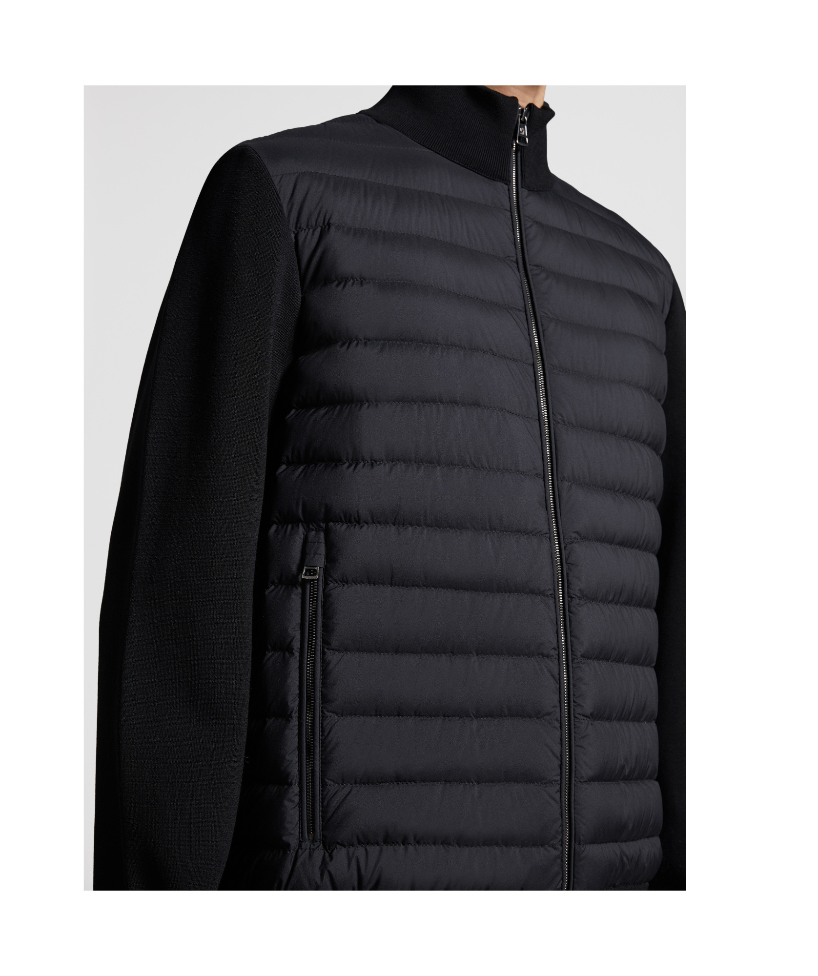Moncler Men's Navy Stretch Cotton Blend Cardigan In Black
