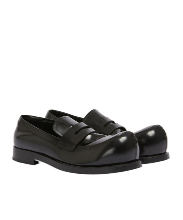 Marni Glossed-leather Penny Loafers In Black