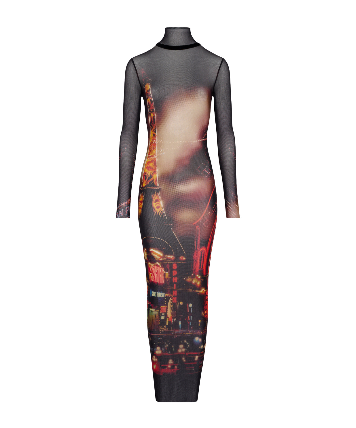 Shop Jean Paul Gaultier Pigalle-print Tulle Maxi Dress In Black
