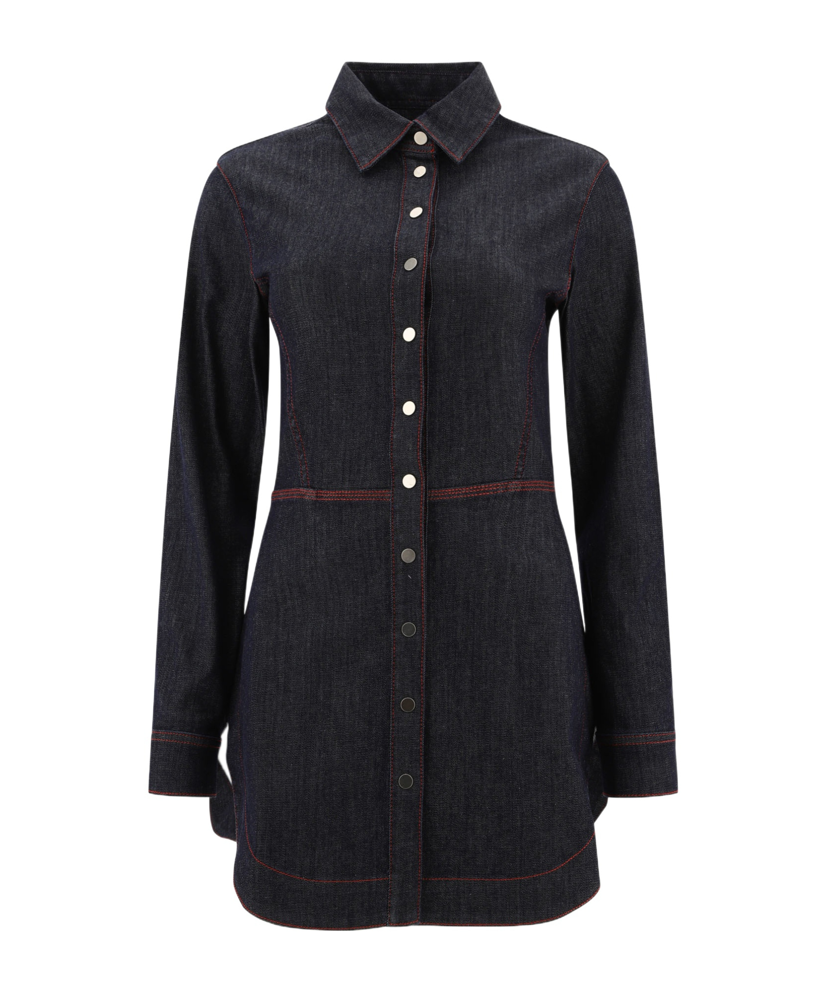 Alaïa Denim Shirt Dress In Black