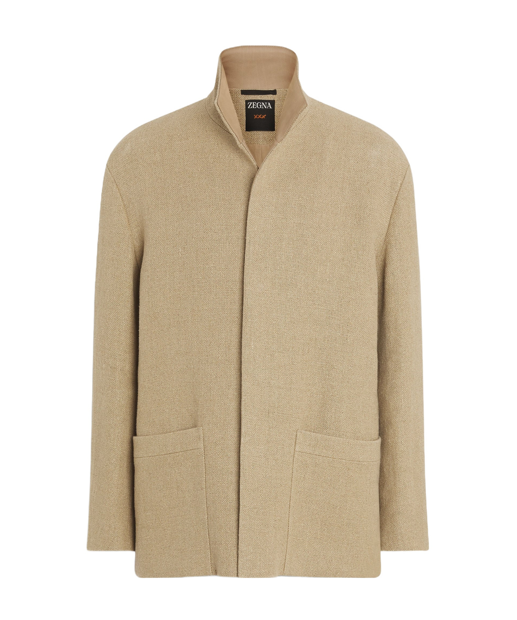 Zegna Regular Fit Linen Chore Jacket In Brown