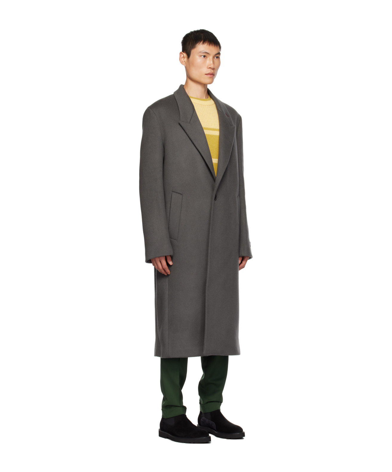 Shop Paul Smith X Commission Lapped Collar Coat In Black
