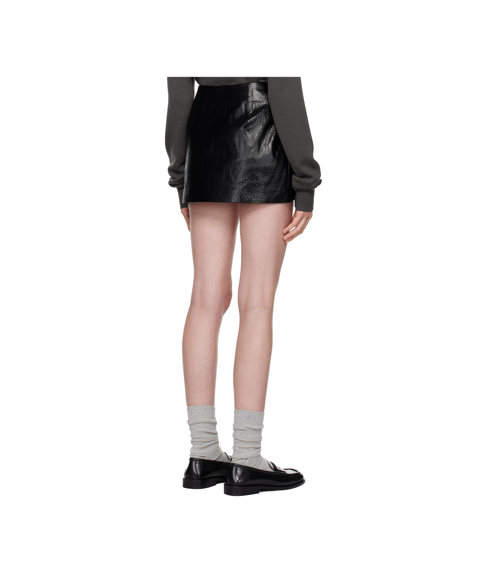 THE FRANKIE SHOP BLACK MARY CRACKLED FAUX-LEATHER MINISKIRT