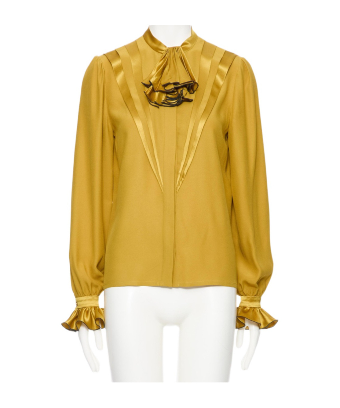 Valentino Ruffle Pleated Silk Blouse In Yellow