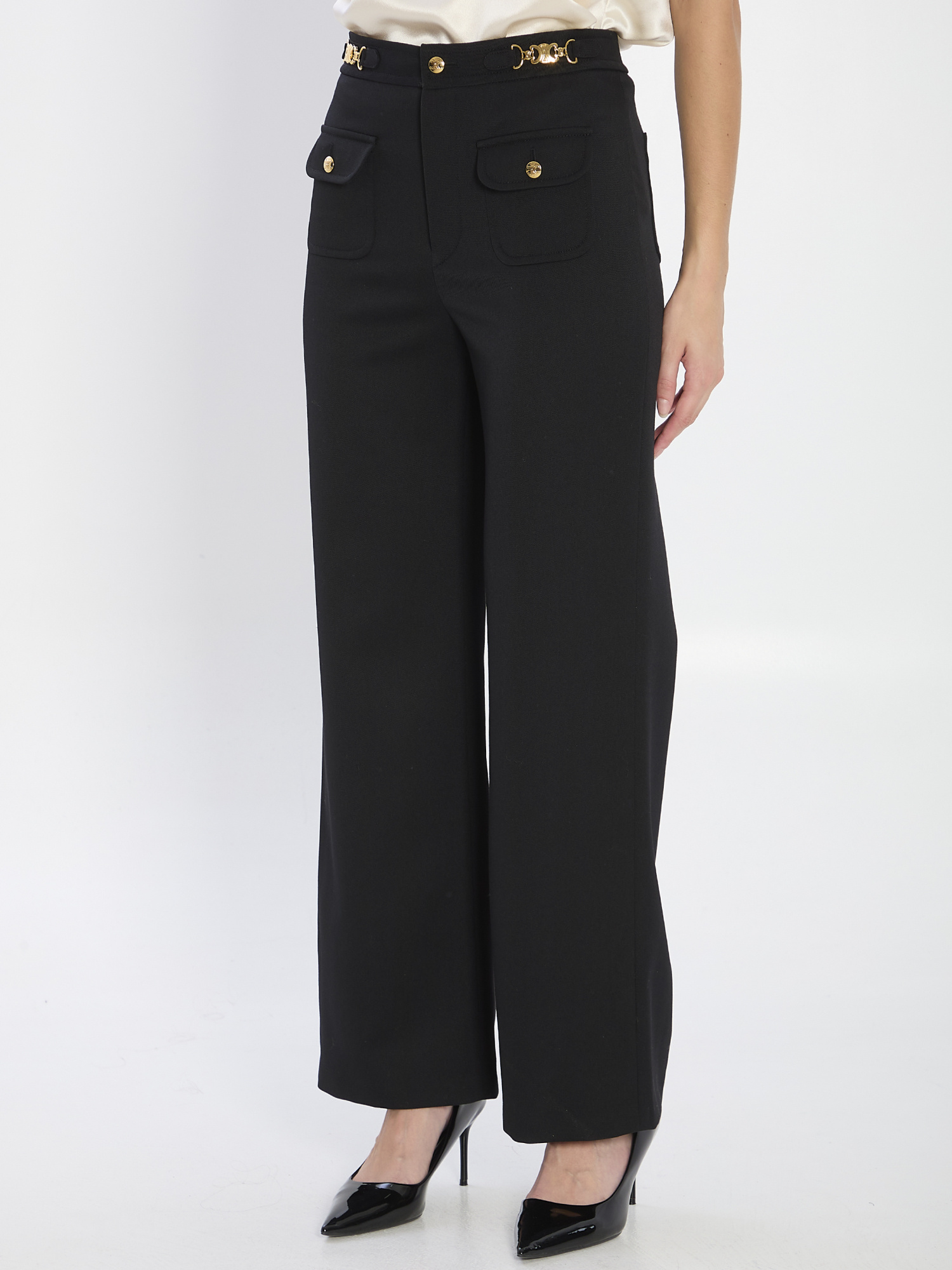 Celine Belt Loop Casual Pants In Black