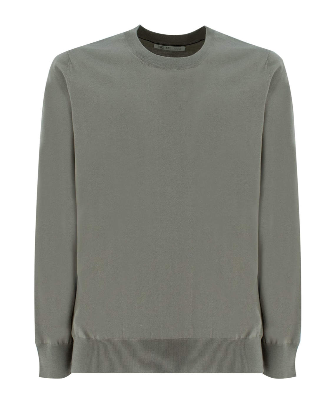 Brunello Cucinelli Long-sleeved Cotton Sweater In Gray