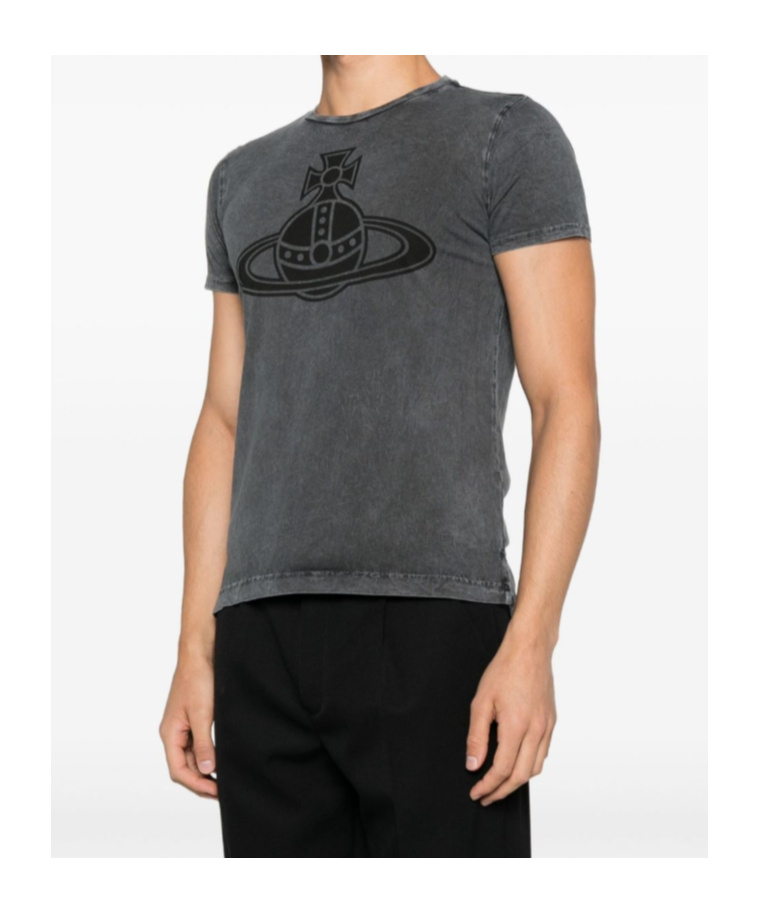 Vivienne Westwood Graphic Print Round Neck Short Sleeve T-shirt In Black